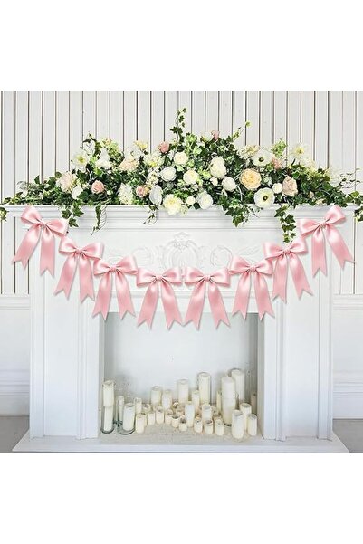 Tazweeq 1 String of 8 Pcs Pink Bow Garland Banner Decoration, Bow Knot Party ...
