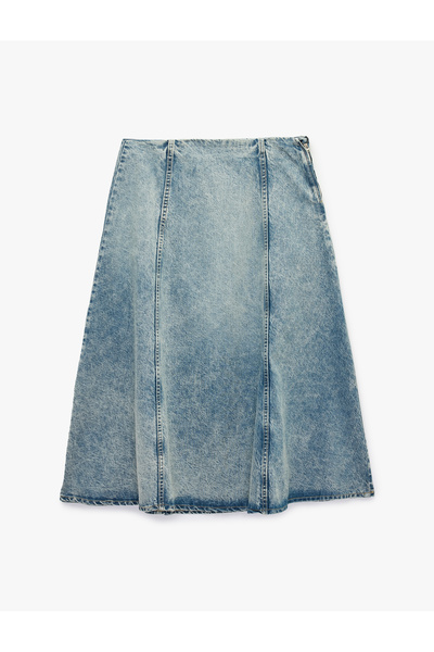 Koton Cotton A-Line Denim Midi Skirt