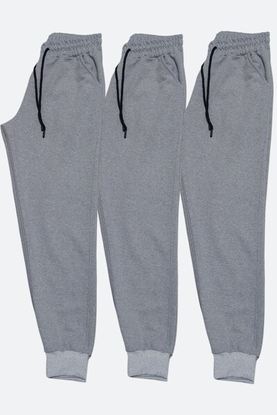 SURMARİ Set of 3 Unisex Rain Pattern Regular Fit Ribbed Leg Black, Gray, Navy...