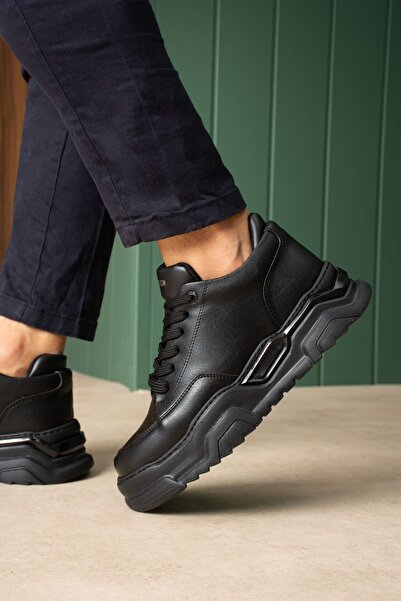 Zerenyus Zrc2615 - Premium Quality Zyrox 5.5 cm Thick Sole Men's Sneakers Black