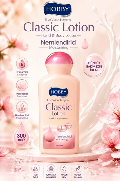 Hobby Classic Moisturizing Hand and Body Lotion 300ml Vitamin E & Panthenol