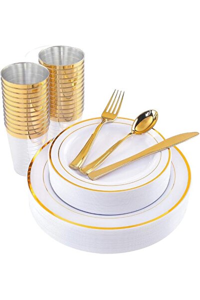 GENERAL GREBIRD 150 Pcs/set Gold Silver Upscale Wedding Dining Party Disposab...