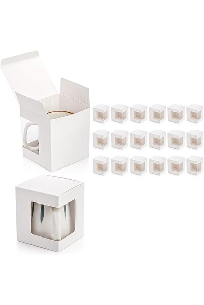 AZONEE 20 Pack Sublimation Mug Gift Boxes - 4.3x4.3x5" White Packaging with C...