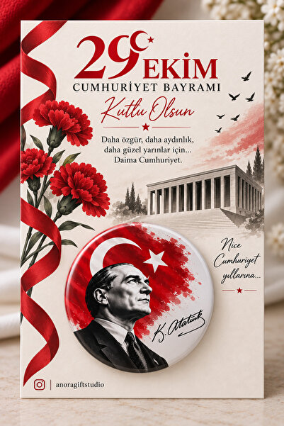 29 Ekim cumhuriyet bayramı rozeti Kartlı Jelatinli 15 Adet İğneli Rozet