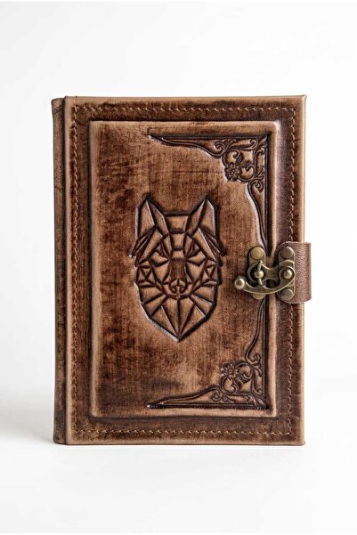 OZ CRAFT NOTE Hakiki Deri El Yapımı Defter – Kurt Motifli
