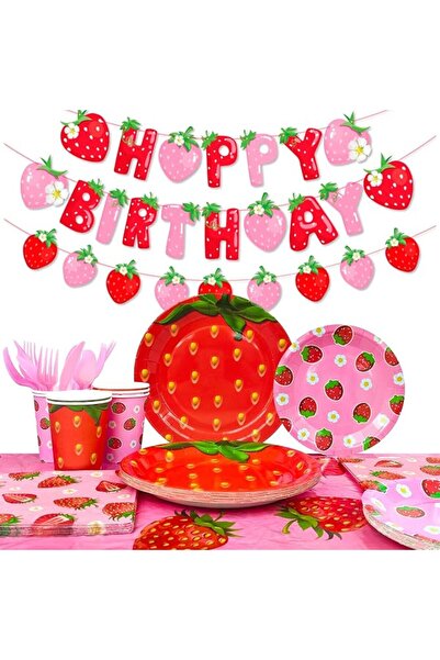 Generic 139pcs Strawberry Birthday Tableware, Strawberry Party Tableware Set