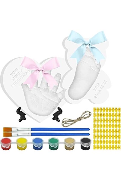 Yelajoy 2 PCS Baby Handprint Footprint Kit, Newborn Impression Kit White, Inf...
