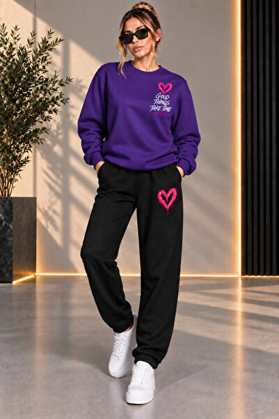 x-compass life Women's Winter Sweatshirt Tracksuit Set Oversize 2 Thread Seas...