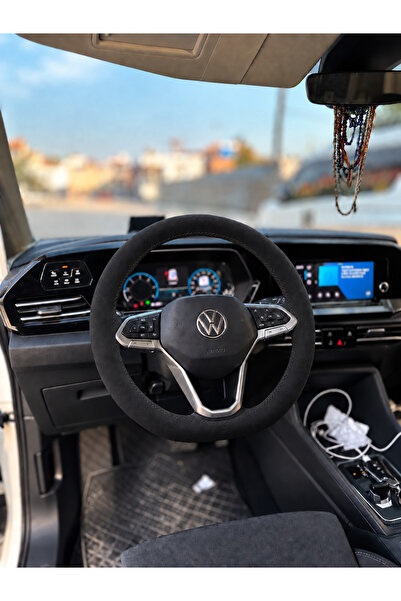 HasAkman Vw Caddy 5 Direksiyon Kılıfı Alcantara Süet Monza Black Serisi Siyah...