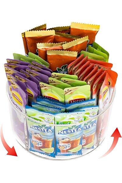 ALMEKAQUZ Rotating Drink Packet Organizer, Lazy Susan Powdered Drink Mix Hold...