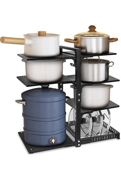 GENERAL Pot Rack Organizers： 6+1-Tier Adjustable Heavy Duty Pan Organizer Rac...
