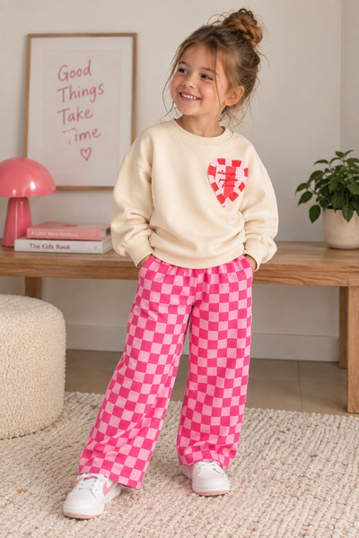 Laciel Prs Laciel Paris - Kız Çocuk Takım - Kalp Detaylı Sweatshirt & Pembe D...