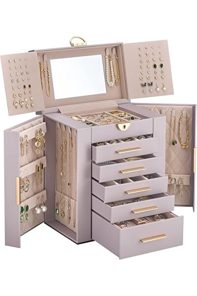 Lolalet Large Jewelry Box Organizer for Women, 6-Layer Jewelry Organizers and...