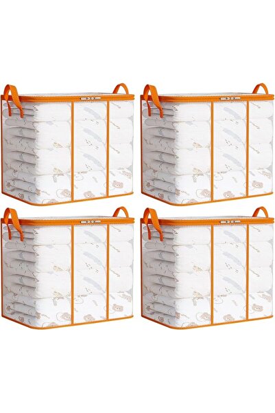 KASTWAVE Clear Clothing Storage Bags, 100L Foldable Closet Organizers with Re...