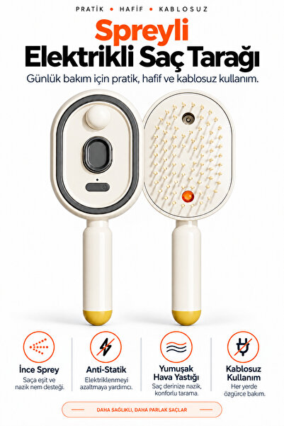 Ayers Premium Spreyli Elektrikli Saç Tarağı Kadınlar İçin, İnce Sprey Nemlend...