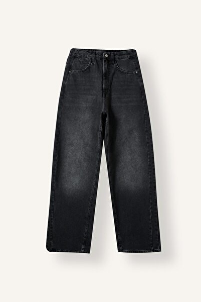 DeFacto 100% Cotton Baggy Fit High Waist Long Jean Washed Trousers H1643Ax26Au