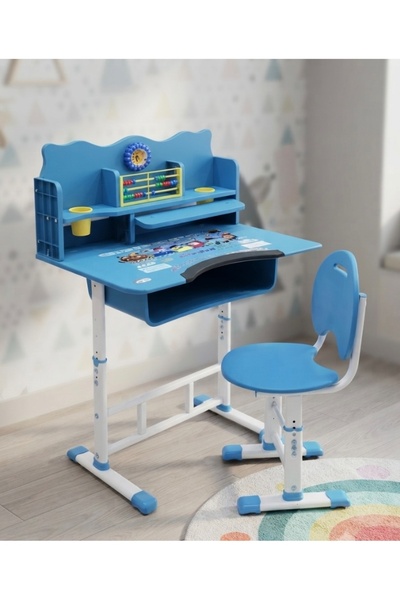 Star Kids Height Adjustable Study Desk and Chair Set for Kids - Blue - 079-Zs...