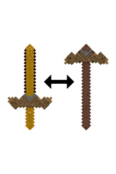 MINECRAFT Трансформираща се играчка меч и кирка Click and Switch JKC15 златна...