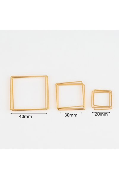 Choice L Square Gold 20Pcs Gold Silver Hollow Frame Bezel Charms Pendants Geo...