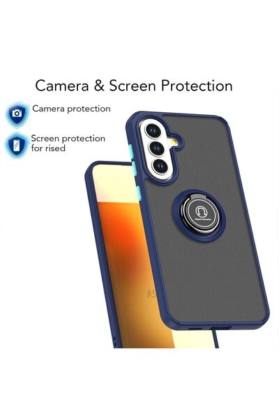 Rivor Samsung Galaxy A57 Uyumlu Kılıf Standlı Kamera Korumalı Kenarları Renkli Yüzüklü Sert Silikon Kapak