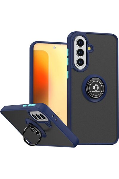 Rivor Samsung Galaxy A37 Uyumlu Kılıf Standlı Kamera Korumalı Kenarları Renkli Yüzüklü Sert Silikon Kapak