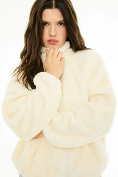 DeFacto Loose Fit Half-Zip Fleece Cardigan H7859Ax26Wn