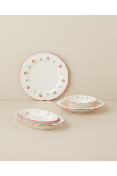 English Home Rosette Porselen Yemek Takımı 21 Parça 6 Kişilik Pembe