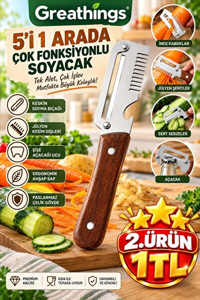 Greathings 5'i 1 Arada Paslanmaz Çelik Sebze Patates Soyucu Jülyen Kesici Ahş...