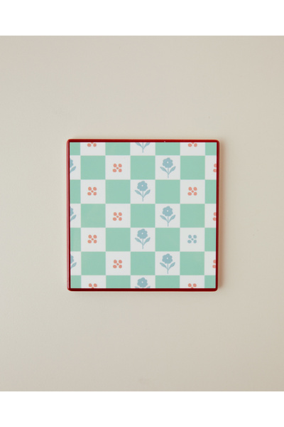 English Home Flora Blocks Seramik Bardak Altlığı 11 cm Yeşil