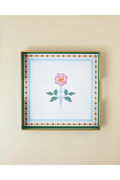 English Home Rustic Florals Tepsi 35,5x35,5 cm Yeşil