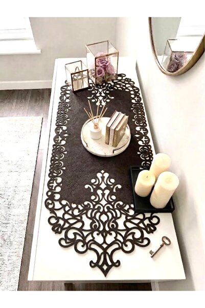 Ergüven Home قماش سويدي بني داكن (وينج) مقاس 40x120 سم - تصميم عصري