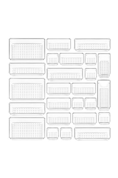 Noonedibs 25 Cutii Organizatoare pentru Sertare, 5 Dimensiuni, Albe, Din Plas...