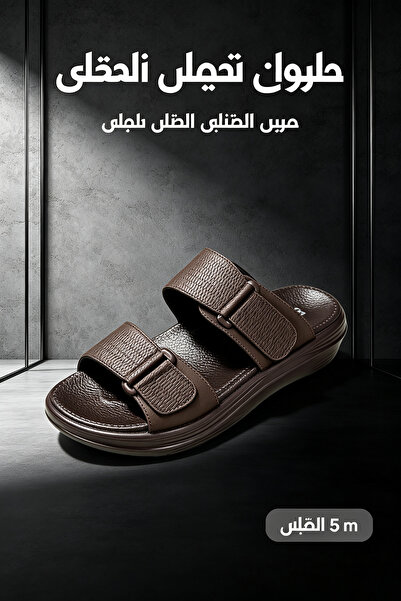 Glory One Mart شباشب رجالية متينة من جلد البقر للشاطئ - تصميم بنعل سميك ماص ل...