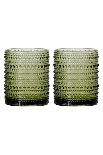 Noonedibs Set 2 Pahare Vintage cu Model Înscris - Sticlă Clară 12 oz, Perfect...