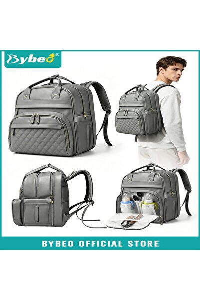 BYBEO PU Diaper Bag Backpack, Multifunctional Maternity Bag, Baby Changing Ba...