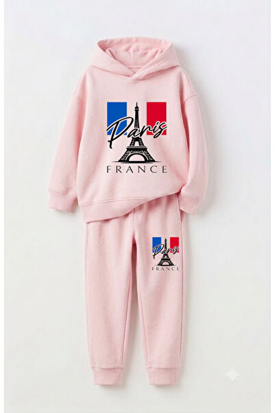 Let's Wear Paris Printed Premium Sweatshirt & Sweatpants Set for Kids - 2 Pie...