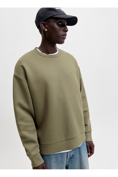 Jack & Jones Green Men's Round Neck Casual Sweatshirt 12300864 Jjebarron Swea...