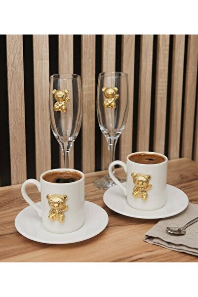 mykhediyevesanatatölyesi Double Coffee Cup and Coffee Side Glass Set Embossed...