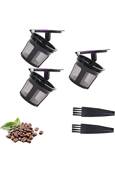 Duomama 3-Pack Reusable Filtering Cups and 2 Pack Black Cup Brushes - Stainle...