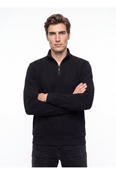 Mustang Antrasit Erkek Fermuarlı Basic Nakışlı Sweatshirt M6WM-SWT1591