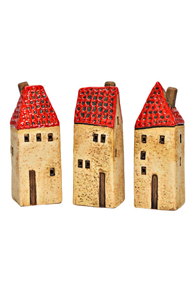 DecoDepot Căsuță decorativă ceramică, maro/roșu, 5x15x5 cm