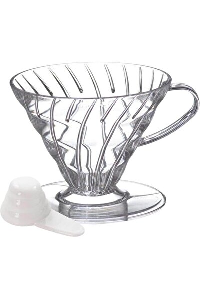Generic V60-02 أداة تقطير القهوة الأكريليكية، شفافة مع أضلاع حلزونية، تتضمن م...