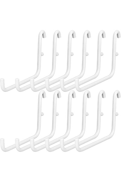 Tazweeq 12 Pcs Pegboard Hooks, 6 x 9.5 cm Metal Storage Hooks, Universal Pegb...