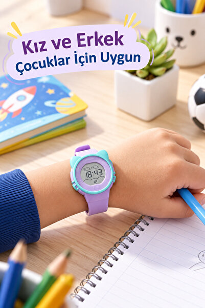 Genel Markalar Çocuk Dijital Kol Saati Kedi Kulaklı, Renkli ve Ayarlanabilir ...