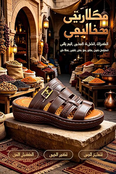SoftSole KSA صندل رجالي من الجلد الطبيعي - نعل سميك وتفاصيل مشبك معدني