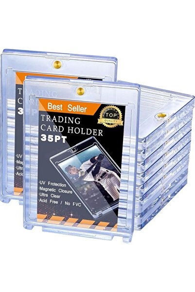 SWIUKPHE 15 Pack Gold Magnet Acrylic Card Holder Cases for Sports Cards, 35 P...