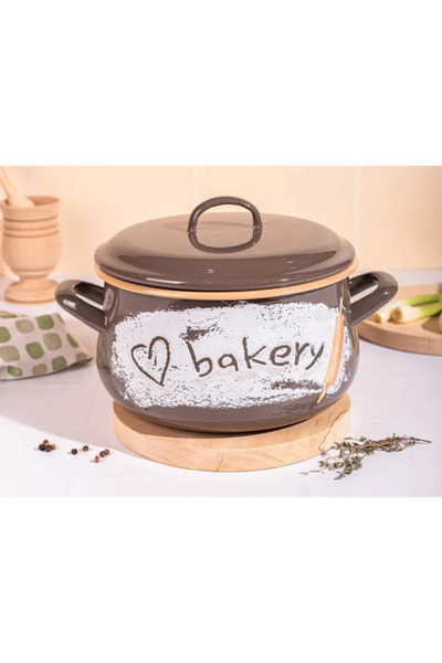 Metalac Oala 4l cu capac Bakery email/20cm/4l