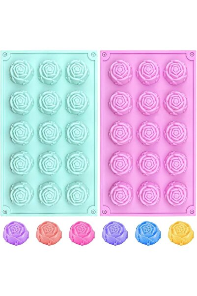 GENERAL Silicone Fondant Molds Rose Shape,With 15 Cavities,Multi-Purpose Flow...