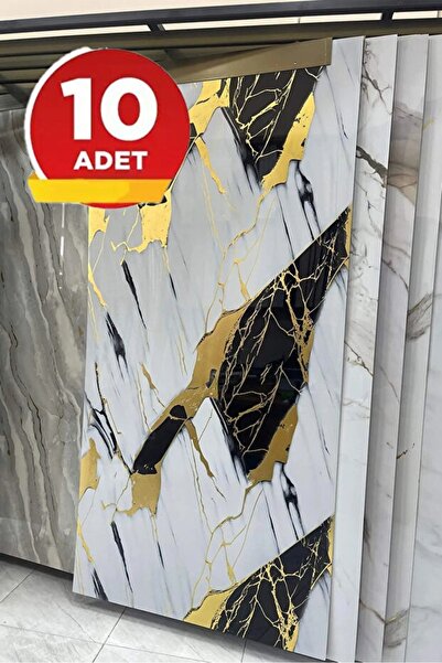 Bien Home 10 Adet, 30x60 Cm Kendinden Yapışkanlı Esnek Köpük Paneli Altın Sar...