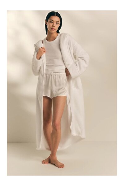 THE WHITE COMPANY رداء حمام بغطاء للرأس من القطن العضوي هيدروكوتون للجنسين